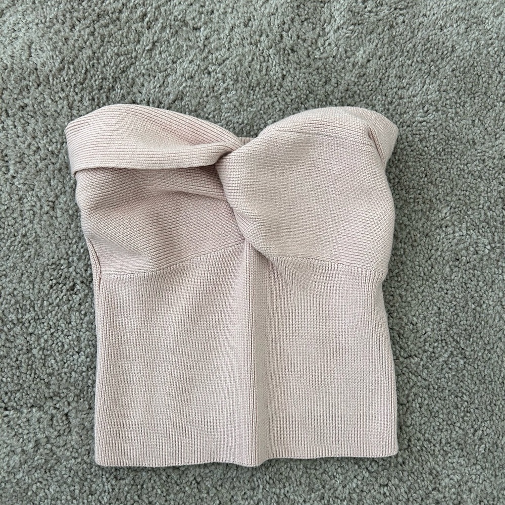 Pink Strapless Knit Top